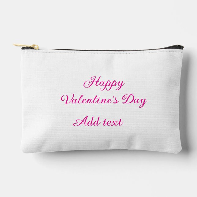 Pochette À Accessoires Joyeuse Saint-Valentin texte rose nom message (Recto)