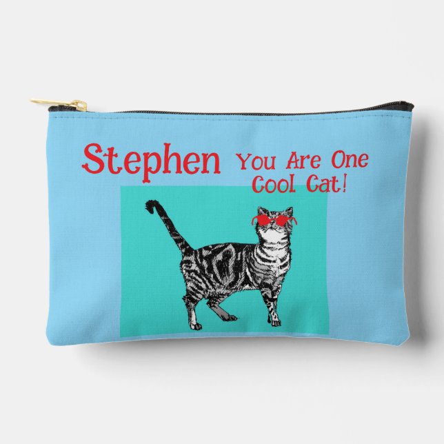 Pochette À Accessoires Joyeux anniversaire Vous Cool Tabby Chat Mens Mari (Recto)