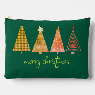 Pochette À Accessoires Joyeux arbres de Noël vert