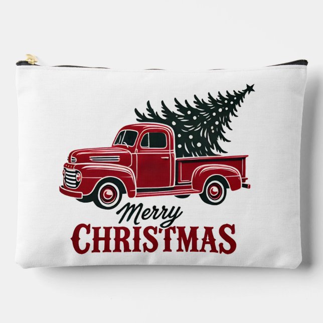 Pochette À Accessoires Joyeux Camion rouge Noël (Recto)