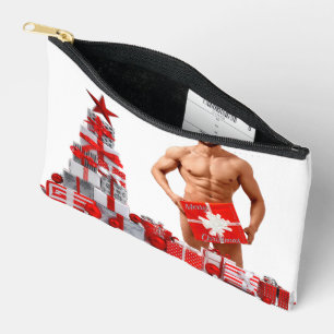 Pochette À Accessoires Joyeux Noël SlipperyJoe rouge blanc argent cadeau