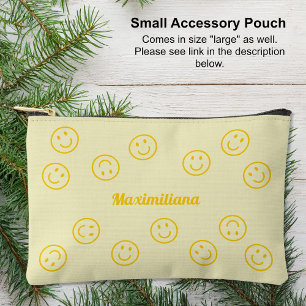 Pochette À Accessoires Joyeux Visages - Jaune - PETITE POCHE Accessoire