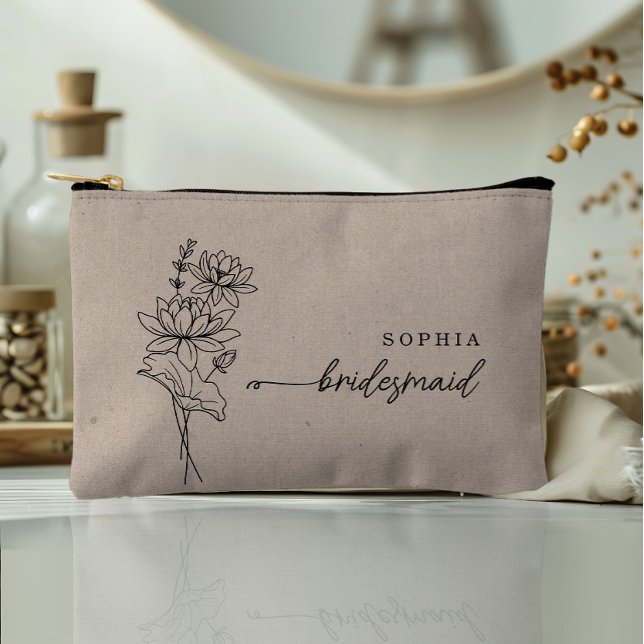 Pochette À Accessoires Juillet Mois de naissance Fleur Épouse personnalis (Créateur téléchargé)