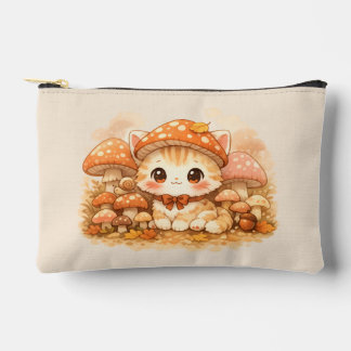 Pochette À Accessoires Kawaii Mushroom Forest Kitty  Cute Autumn Cozy Cat