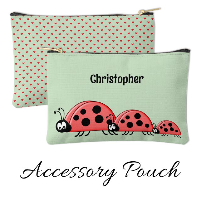 Pochette À Accessoires Kids cute ladybugs add a name red green (Créateur téléchargé)