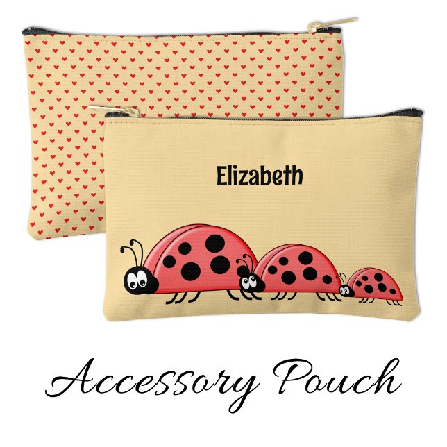 Pochette À Accessoires Kids cute ladybugs add a name red peach (Créateur téléchargé)