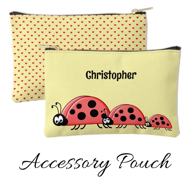 Pochette À Accessoires Kids cute ladybugs add a name red yellow (Créateur téléchargé)