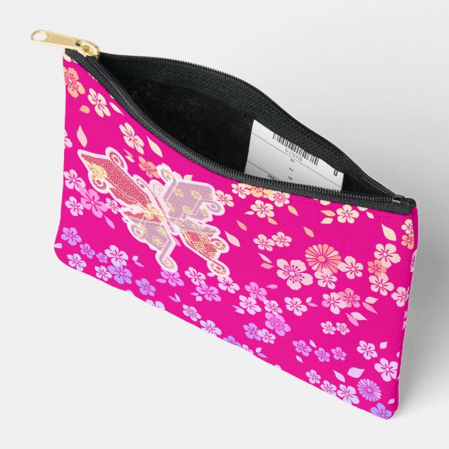Pochette À Accessoires Kimono Motif papillon (Ouvrir)