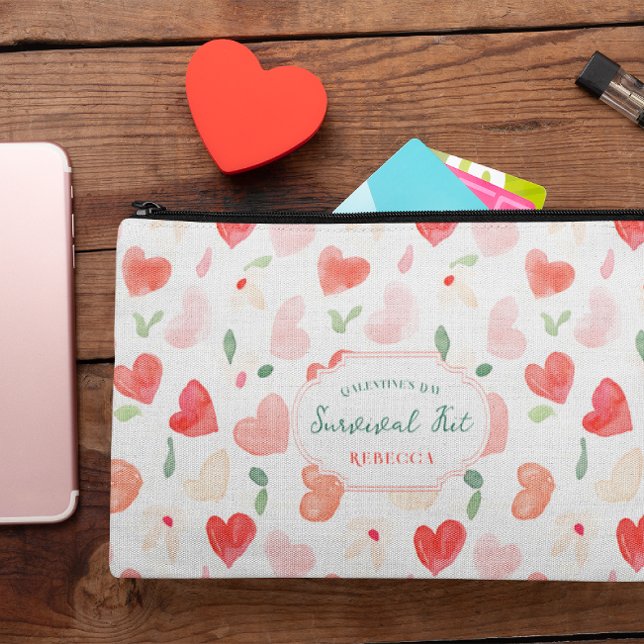 Pochette À Accessoires Kit de Survie Cute Galentine's | Monogramme (Créateur téléchargé)