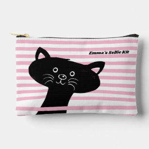 Pochette À Accessoires Kit Selfie - Chat Peeking Noir Cute