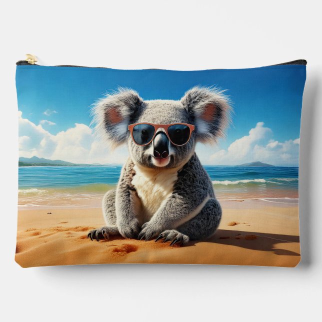 Pochette À Accessoires Koala sur une plage de sable (Recto)