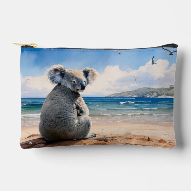 Pochette À Accessoires Koala sur une plage de sable  (Recto)