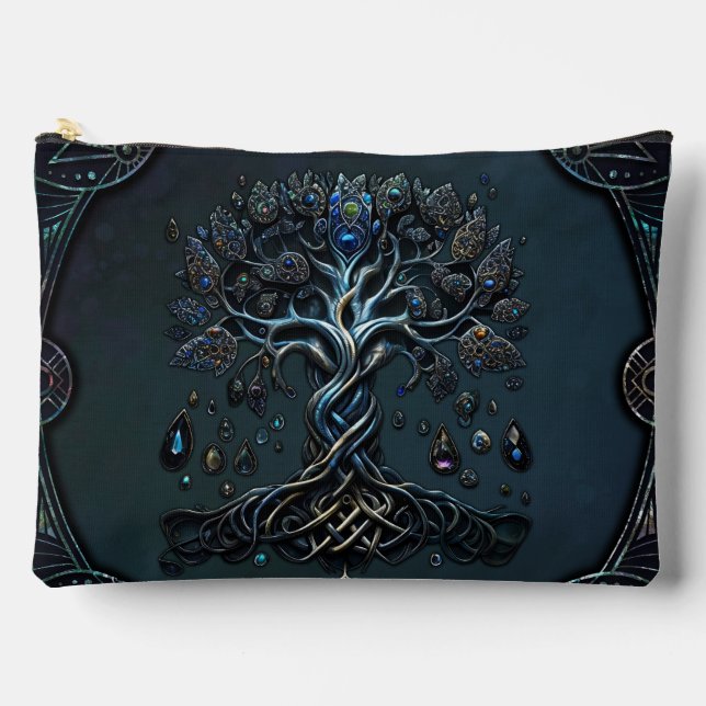 Pochette À Accessoires La brillance de l'arbre de vie les pierres précieu (Recto)