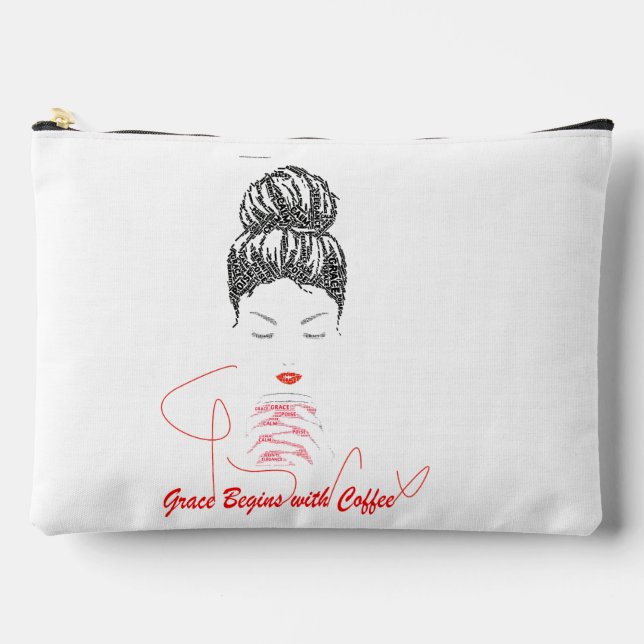 Pochette À Accessoires La grâce commence avec la typographie du café (Recto)