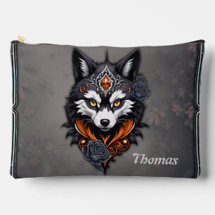 Pochette À Accessoires La tête de loup majestueuse, finie en profondeur,