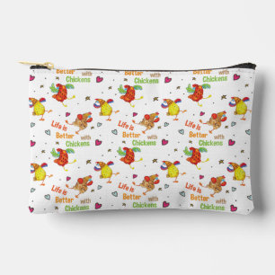 Pochette À Accessoires La vie est meilleure avec l'aquarelle de poulet
