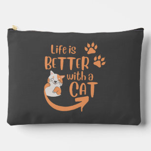 Pochette À Accessoires la vie est meilleure avec un chat