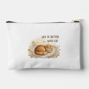 Pochette À Accessoires La vie est meilleure avec un chat - Petite sieste