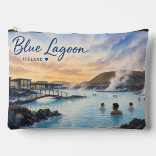 Pochette À Accessoires Lagon bleu Islande bain thermal aquarelle