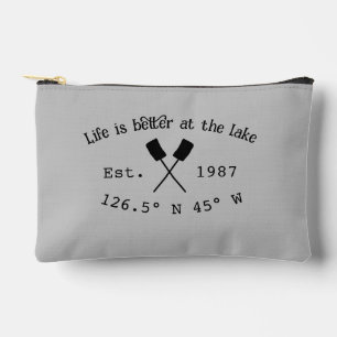 Pochette À Accessoires Lake house et. Date année coordonnées personnalisé