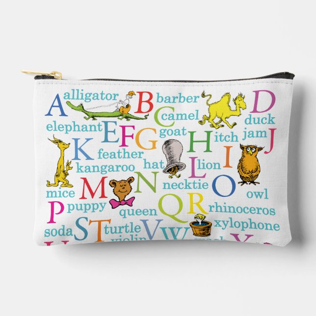 Pochette À Accessoires L'alphabet du Dr Seuss avec des mots (Recto)