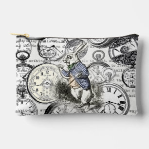 Pochette À Accessoires Lapin Blanc Alice au Pays des Merveilles Horloges 