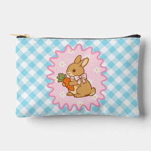 Pochette À Accessoires Lapin Kawaii Carotte Fleurs de Printemps