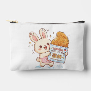 Pochette À Accessoires Lapin mignon mangeant un cutlet de poulet frit taï