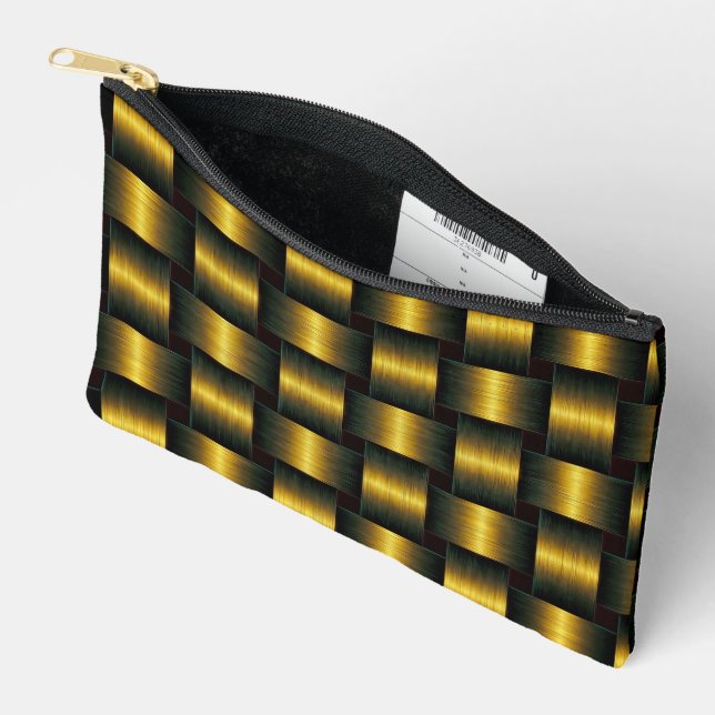 Pochette À Accessoires Lattice noir et or (Ouvrir)