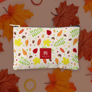 Pochette À Accessoires L'automne coloré laisse motif avec nom personnalis