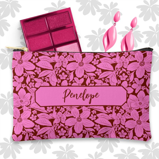 Pochette À Accessoires Lavender Tropical Floral on Burgundy (Créateur téléchargé)