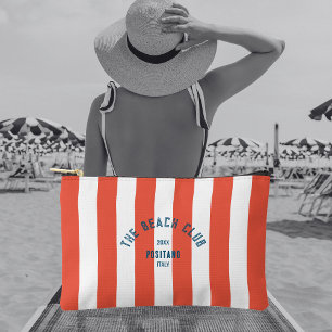 Pochette À Accessoires Le Beach Club Crest Orange Red Cabana Stripe