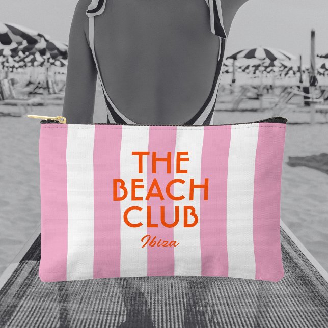 Pochette À Accessoires Le Beach Club Ibiza Pink Cabana Stripe (Créateur téléchargé)