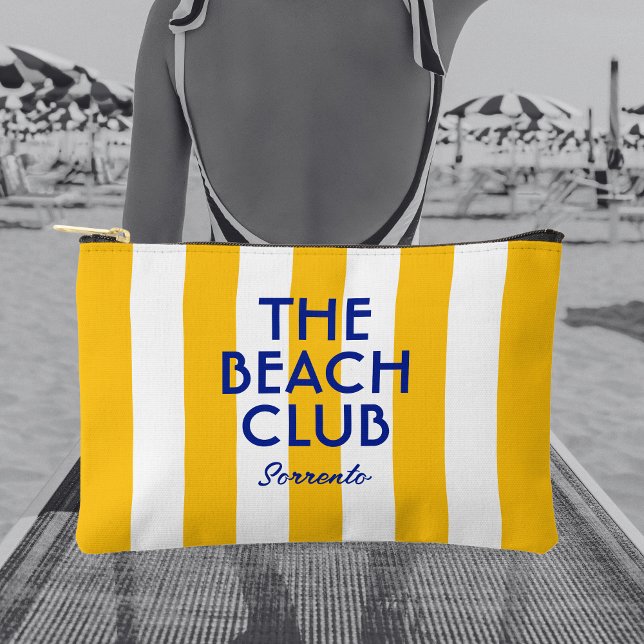 Pochette À Accessoires Le Beach Club Sorrento Cabana Jaune Stripe (Créateur téléchargé)