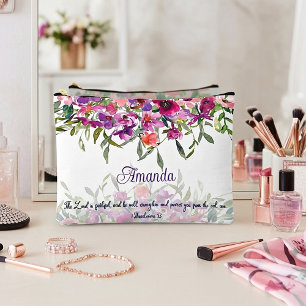 Pochette À Accessoires Le Seigneur est fidèle floral personnalisé