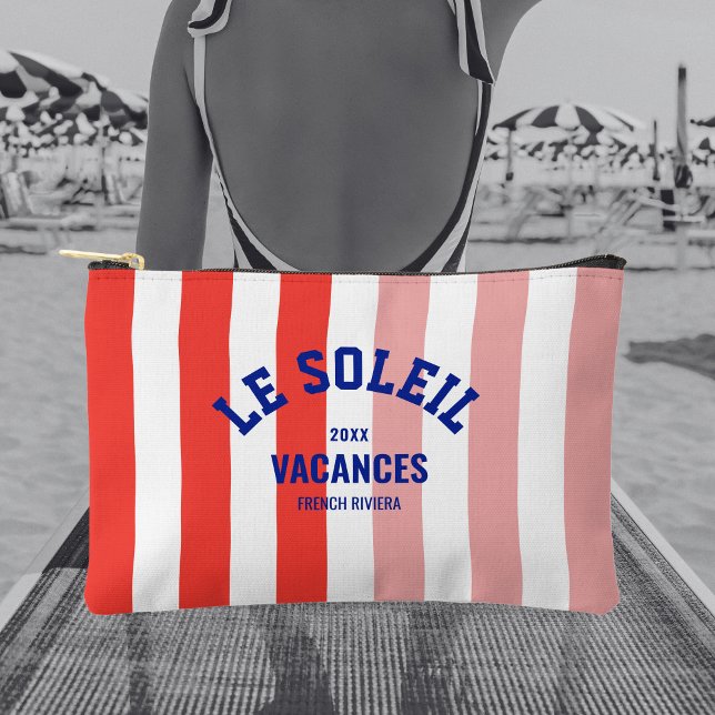 Pochette À Accessoires Le Soleil Vacances Côte d'Azur Cabana Stripe (Créateur téléchargé)