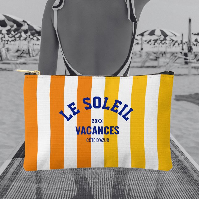 Pochette À Accessoires Le Soleil Vacances Côte d'Azur Cabana Stripe (Créateur téléchargé)