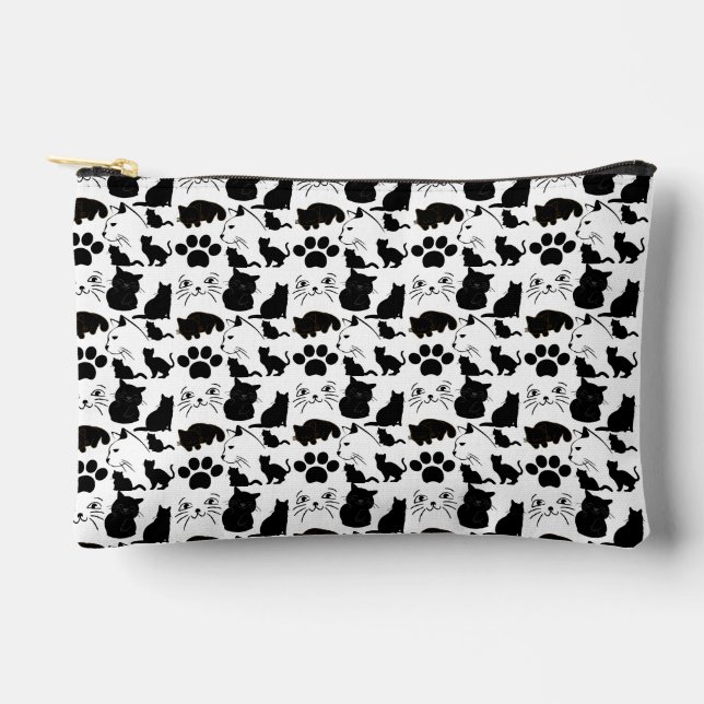 POCHETTE À ACCESSOIRES LES MOTIFS DES CHATS NOIRS      (Recto)