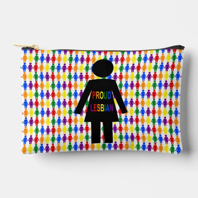 Pochette À Accessoires Lesbienne LGBTQ Silhouette et Rainbow Ladies (Recto)