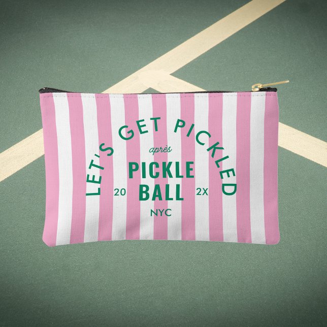 Pochette À Accessoires Let's Get Pickled Après Pickle Ball Pink Stripe (Créateur téléchargé)