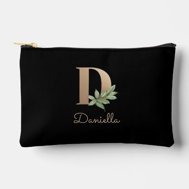 Pochette À Accessoires LETTRE D OR MONOGRAPHIQUE BOtanique Élégante (Recto)