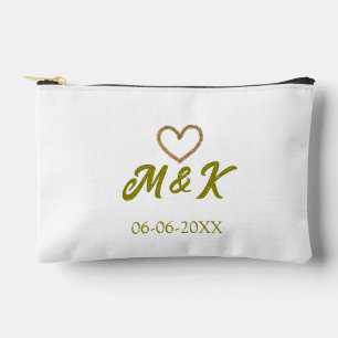 Pochette À Accessoires Lettre de nom de couple de mariage à cœur doré mod