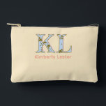 Pochette À Accessoires lettre de nom monogramme pêche rétro pastel gras<br><div class="desc">conception girly</div>
