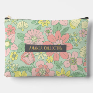 Pochette À Accessoires Lettres dorées botaniques modernes de sauge vert