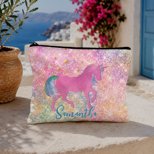 Pochette À Accessoires Licorne arc-en-ciel rose mignonne Paillettes