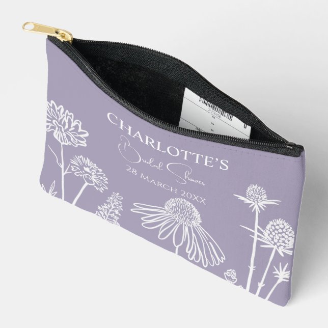Pochette À Accessoires Lilac Fleurs sauvages Fête des mariées florale cro (Ouvrir)