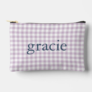 Pochette À Accessoires Lilac Violet Gingham Monogrammé