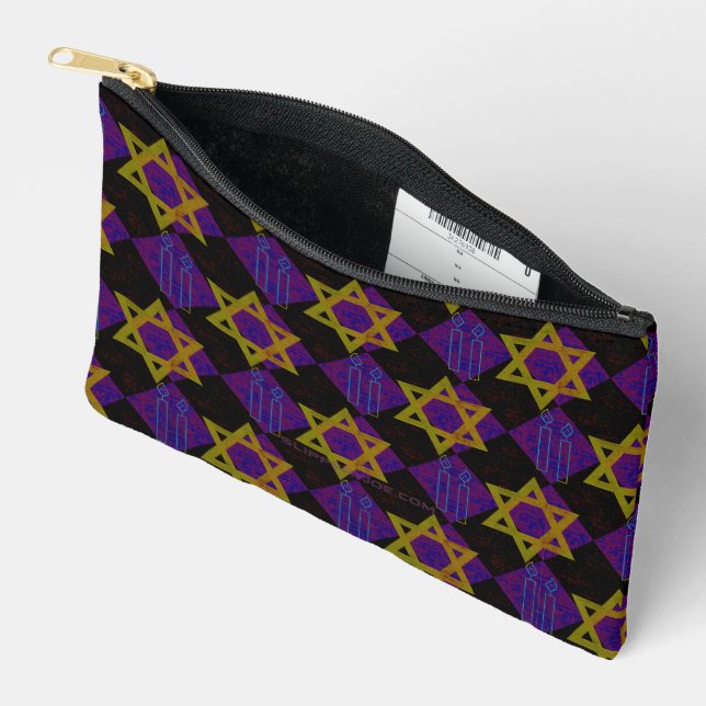 Pochette À Accessoires L'image à thème Hanukkah de SlipperyJoe's jaune do (Ouvrir)