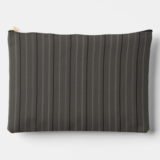 Pochette À Accessoires Linge de luxe rayé au charbon chaud (Recto)