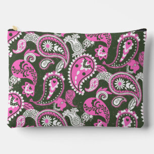 Pochette À Accessoires Linocut Paissière Traditionnel Rose Profond Vert